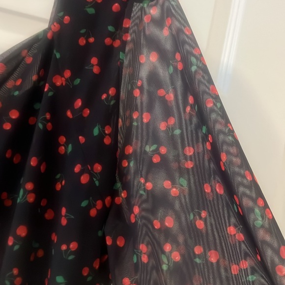 ASOS cherry sheer black and red midi dress plus size 24 fully lined indie boho - Picture 14 of 15